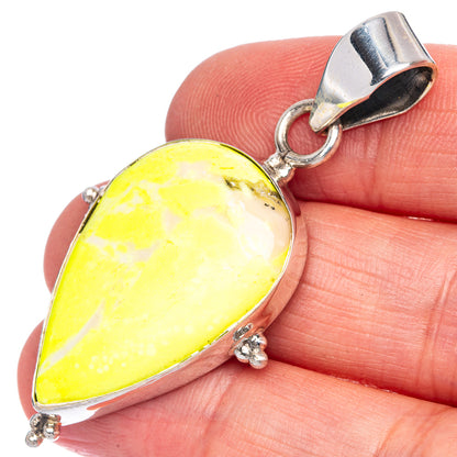 Lemon Chrysoprase Pendant 2 1/8" (925 Sterling Silver) P40113