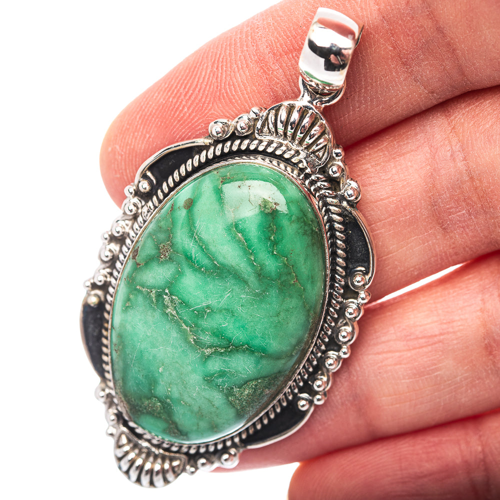 Premium Southwestern Style Variscite Pendant 2 3/8" (.925 Sterling Silver)