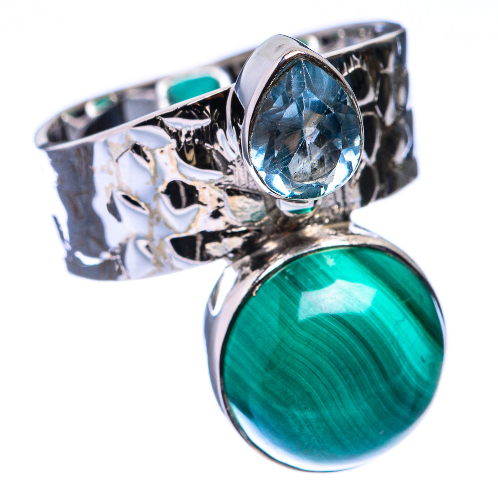 Premium Malachite, Blue Fluorite Ring Size 6 (925 Sterling Silver) R141794