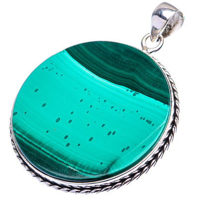 Malachite Coin Pendant 2" (925 Sterling Silver) PD38558