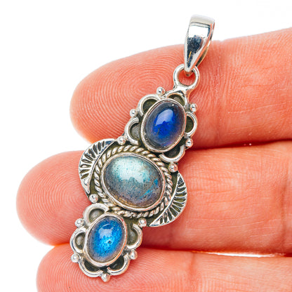 Labradorite Pendant 1 3/4" (.925 Sterling Silver)