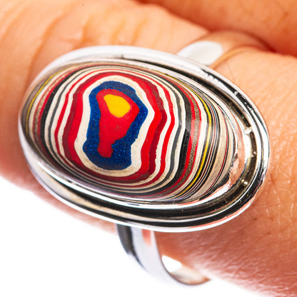 Rainbow Calsilica 925 Sterling Silver Ring Size 10