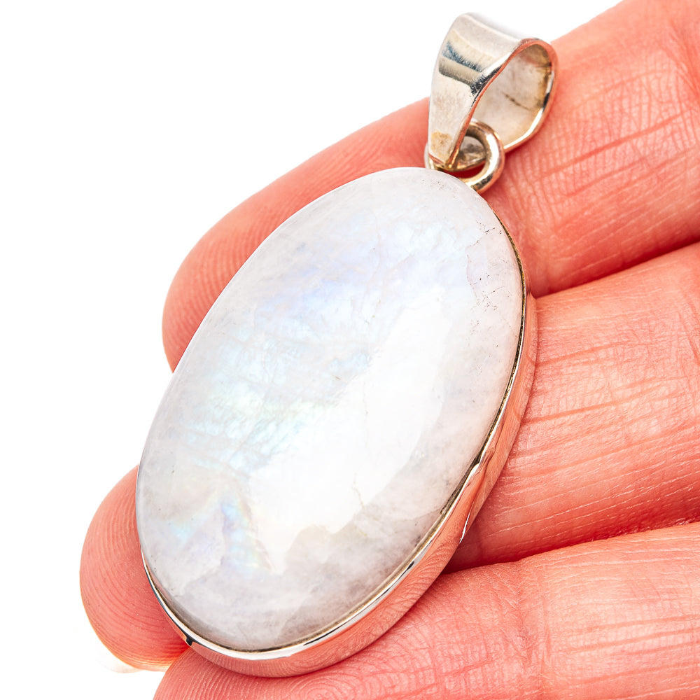 Premium Rainbow Moonstone Pendant 1 3/4" (.925 Sterling Silver)