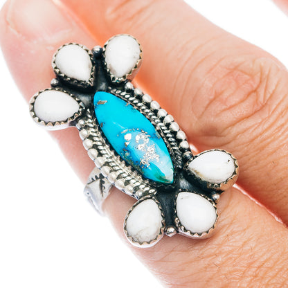 Exclusive Sierra Bella Turquoise, White Buffalo Turquoise Ring Size 7 Adjustable (.925 Sterling Silver)