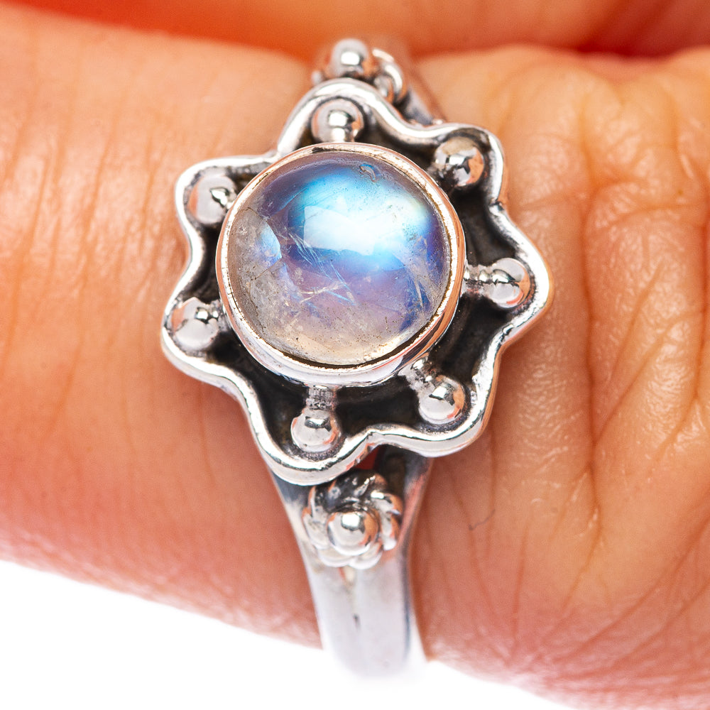 Rainbow Moonstone Dainty Ring Size 6 (925 Sterling Silver) R145827