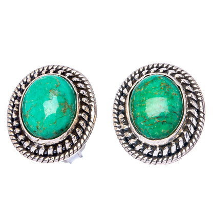 Tibetan Turquoise Earrings 5/8" (925 Sterling Silver) E1550