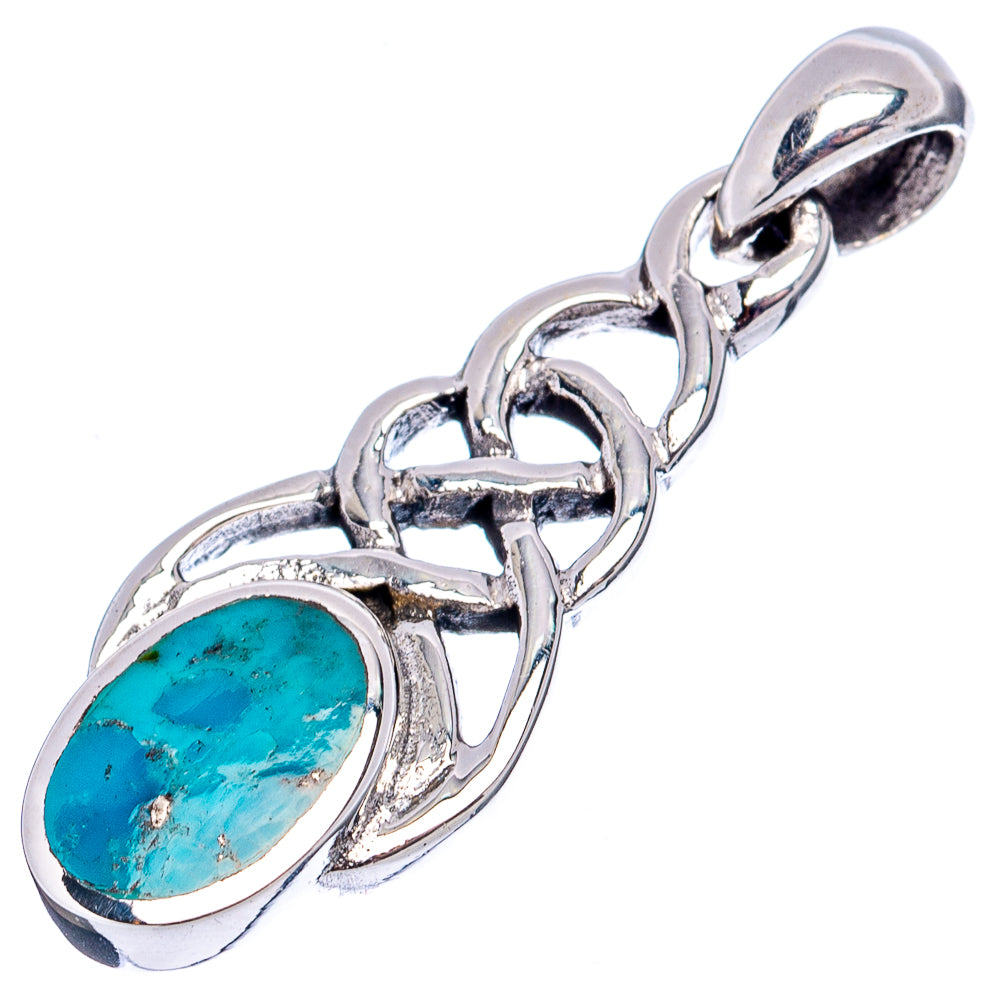Native Style Mohave Turquoise Pendant 1 1/4" (.925 Sterling Silver)