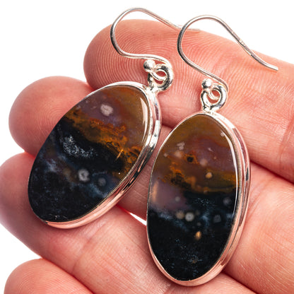 Ocean Jasper 925 Sterling Silver Earrings 1 5/8"
