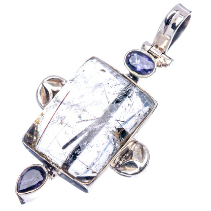 Tourmalinated Quartz, Iolite Pendant 1 7/8" (.925 Sterling Silver)