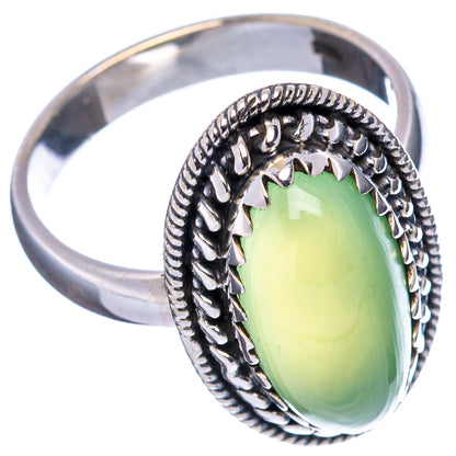 Green Chalcedony Ring Size 7.25 (.925 Sterling Silver)