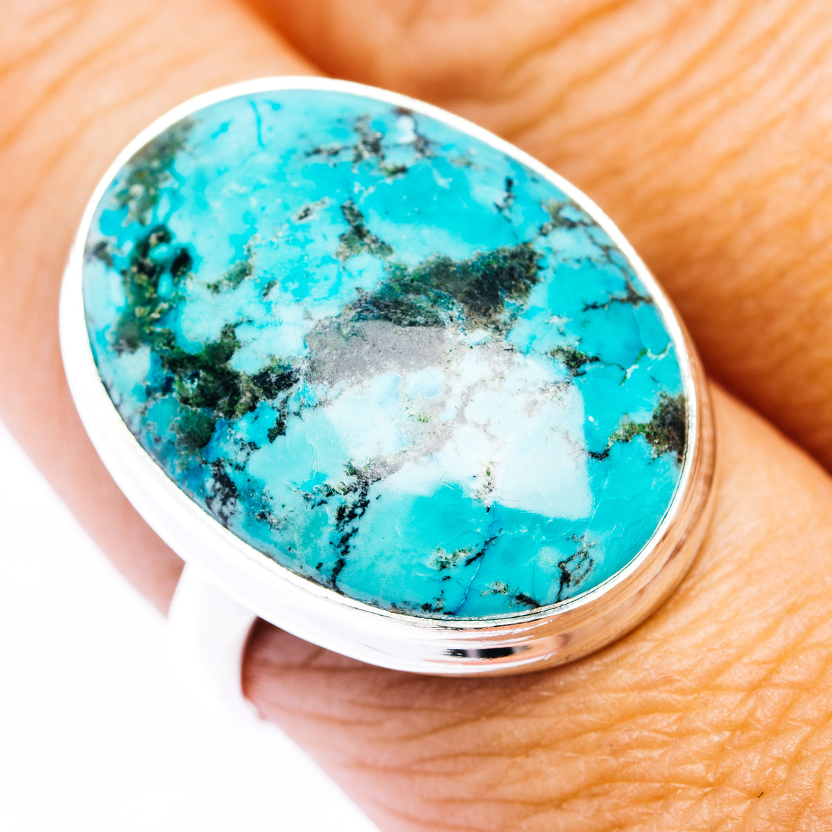 Premium Tibetan Turquoise Ring Size 10 (.925 Sterling Silver)