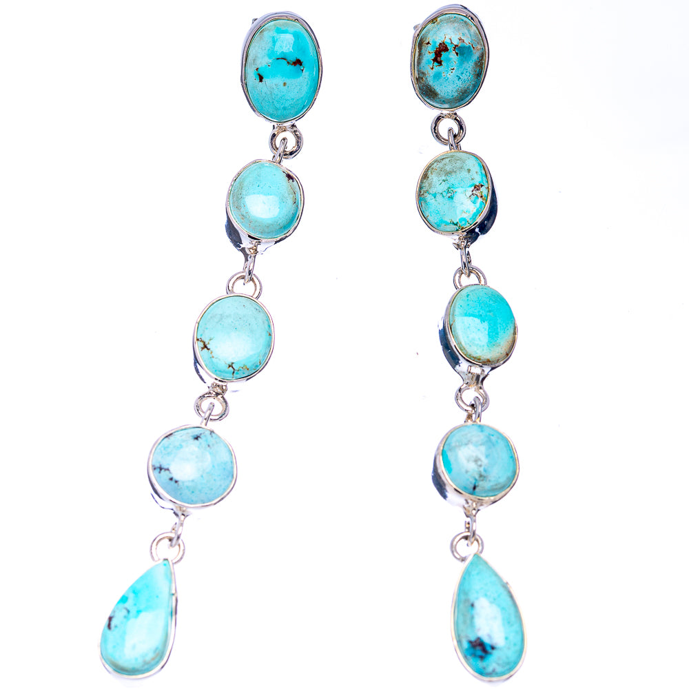 Exclusive Golden Hills Turquoise Earrings 3 3/8" (.925 Sterling Silver)