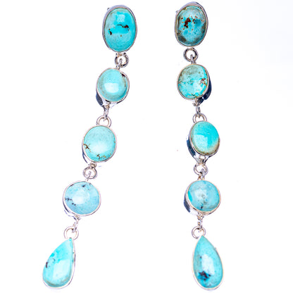 Exclusive Golden Hills Turquoise Earrings 3 3/8" (.925 Sterling Silver)