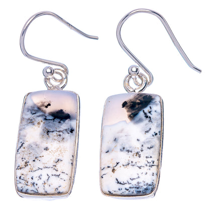 Dendritic Opal Earrings 1 3/8" (925 Sterling Silver) E1693