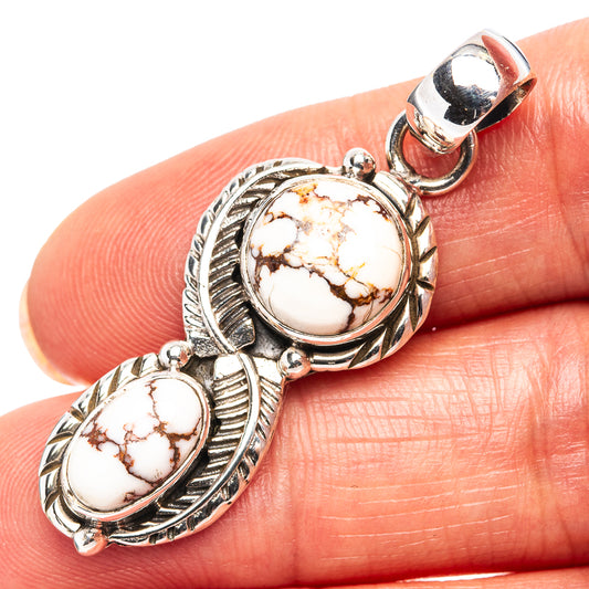 Wild Horse Jasper sterling silver pendant, two oval stones in ornate settings