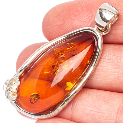 Ana Silver Co Baltic Amber Pendant 1 7/8" (925 Sterlnig Silver)