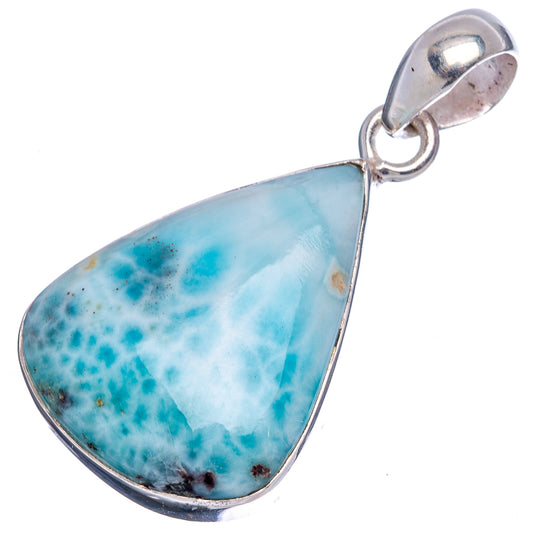Larimar teardrop pendant with .925 sterling silver frame and loop bail