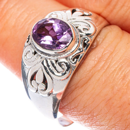 Faceted Amethyst Ring Size 9.75 (925 Sterling Silver) R1529