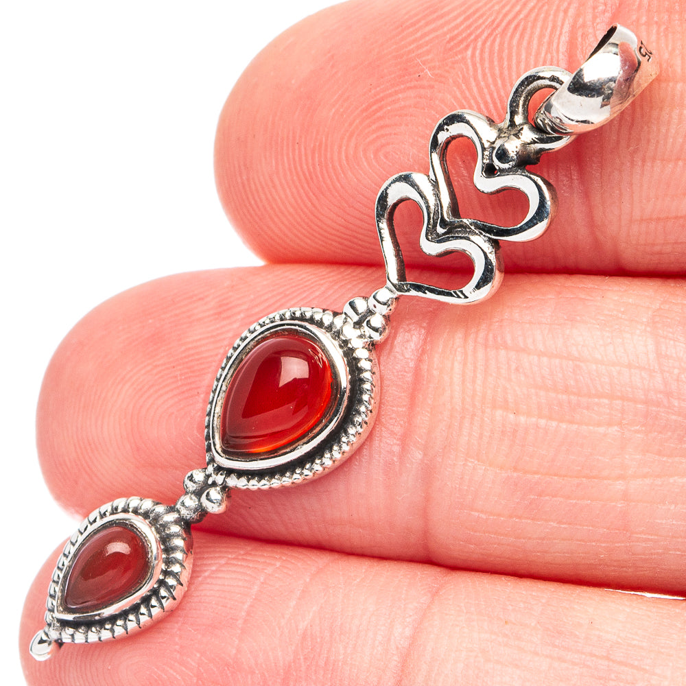 Carnelian Heart Pendant 1 3/4" (925 Sterling Silver) P45430
