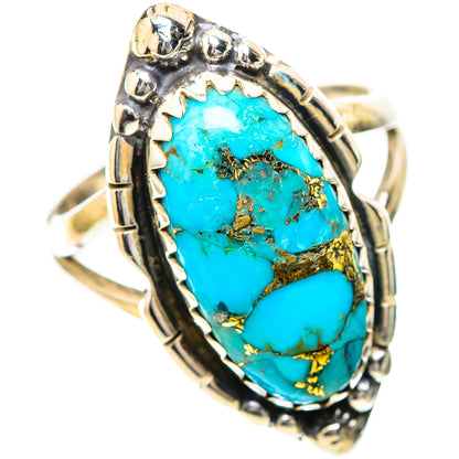 Blue Copper Composite Turquoise Ring Size 7.5 (925 Sterling Silver) RING139768