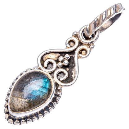 Dainty Labradorite Pendant 1 1/8" (.925 Sterling Silver)