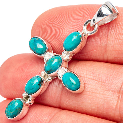 Chrysocolla Cross Pendants 1 5/8" (925 Sterling Silver) P42362