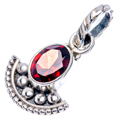 Garnet Dainty Pendant 7/8" (.925 Sterling Silver)