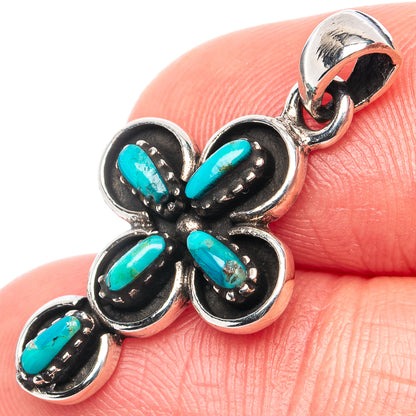 Mohave Turquoise Cross Pendant 1 1/8" (.925 Sterling Silver)