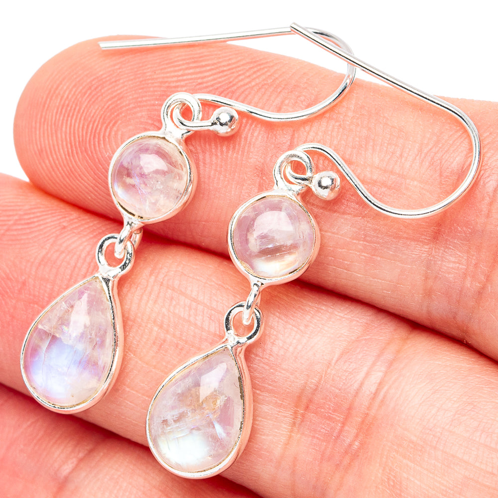 Rainbow Moonstone Earrings 1 1/2" (925 Sterling Silver) E3035