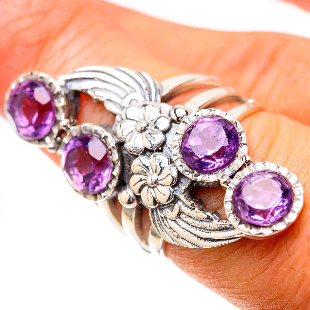 Large Faceted Amethyst Ring Size 6.75 (925 Sterling Silver) RING139108