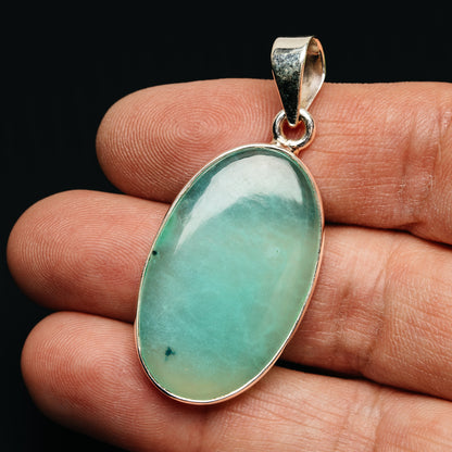 Premium Gemmy Chrysoprase Pendant 1 7/8" (.925 Sterling Silver)