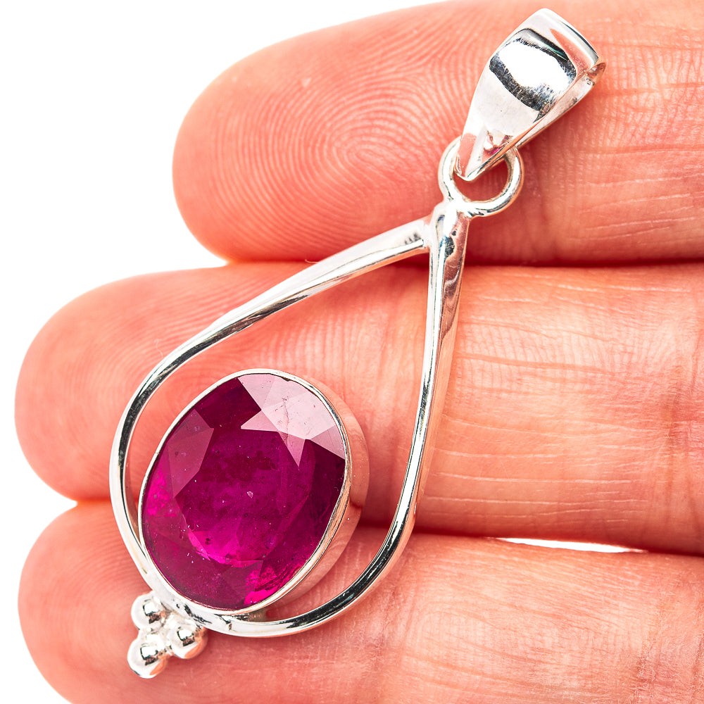 Premium Burmese Glass Filled Ruby Pendant 1 3/4" (.925 Sterling Silver)