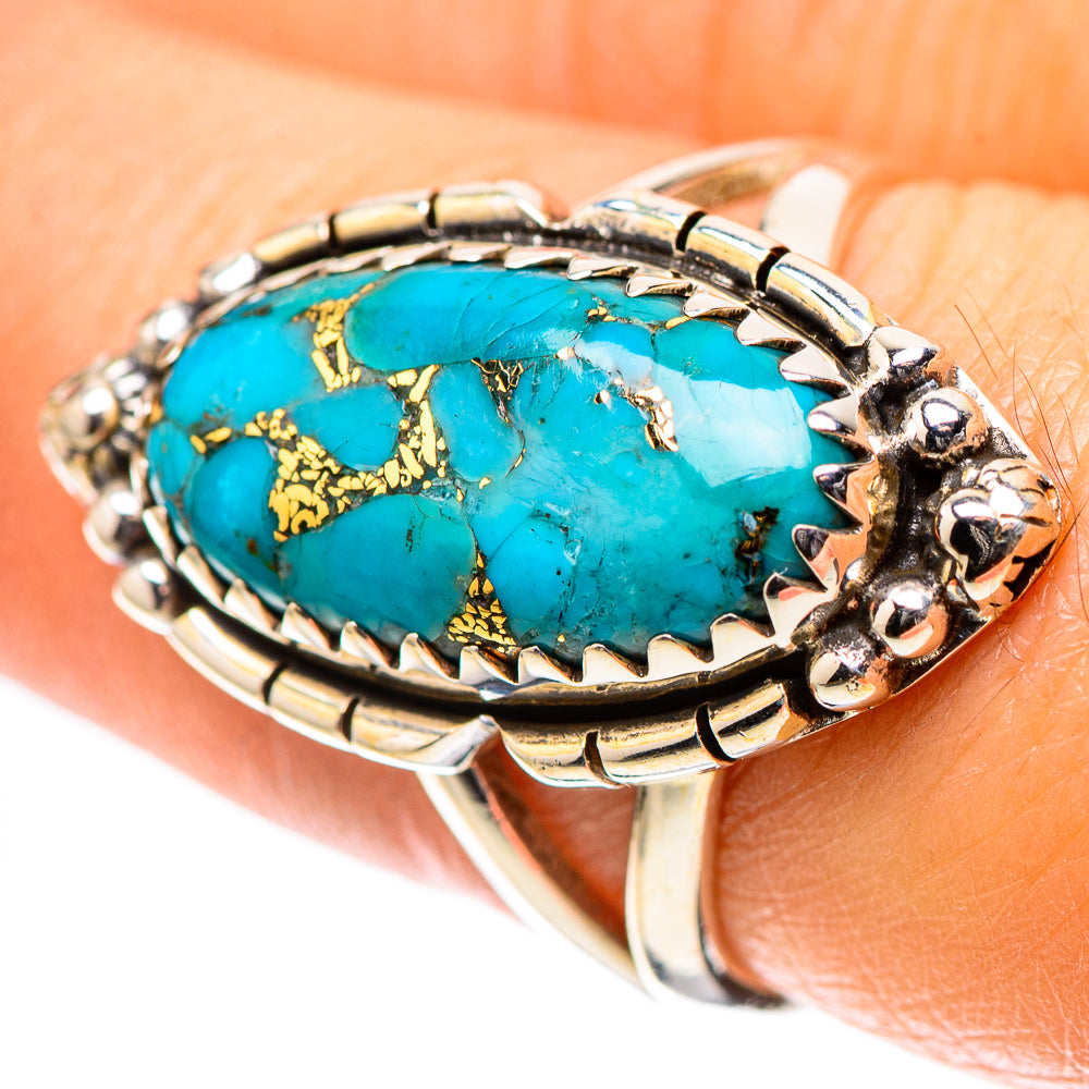 Blue Copper Composite Turquoise Ring Size 7.5 (925 Sterling Silver) RING138868
