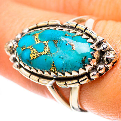 Blue Copper Composite Turquoise Ring Size 7.5 (925 Sterling Silver) RING138868