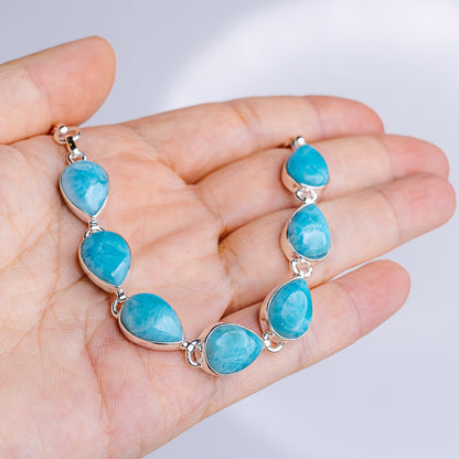 Larimar Bracelet 6 to 8" (.925 Sterling Silver)
