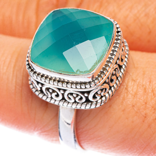 Aqua Chalcedony Ring Size 9 (925 Sterling Silver) R144561