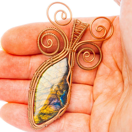 Spectrolite Wire Wrap Pendant 2 5/8" (Copper)