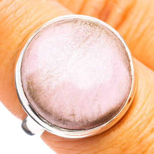 Sterling silver phosphosiderite cabochon ring, pale lavender round stone