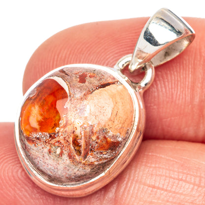 Rare Mexican Fire Opal Pendant 1 1/8" (925 Sterling Silver) P41721