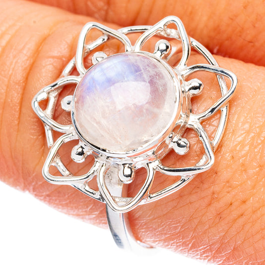 Premium Rainbow Moonstone Ring Size 9 (925 Sterling Silver) R3646