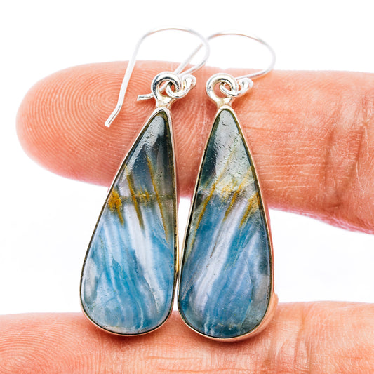 Rare Aquatine Lemurian Calcite Earrings 1 3/4" (.925 Sterling Silver)