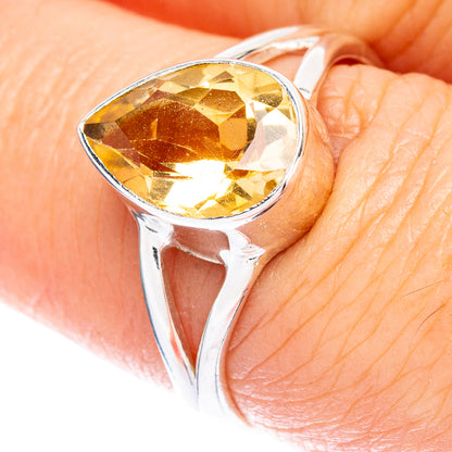 Faceted Citrine Dainty Ring Size 7.75 (925 Sterling Silver) R146993