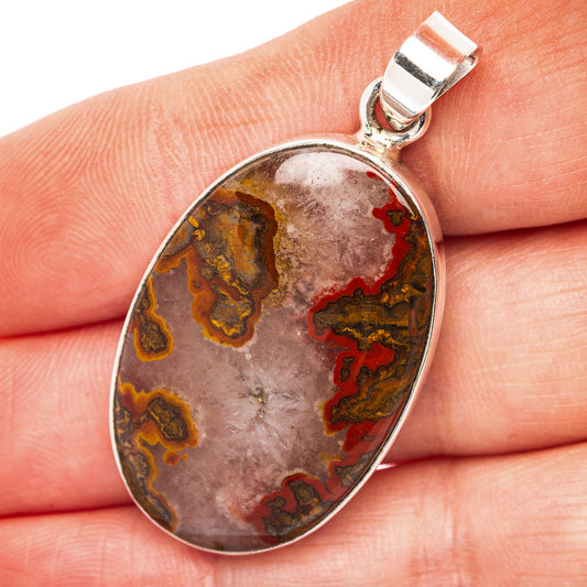 Moroccan Agate Pendant 1 3/4" (.925 Sterling Silver)