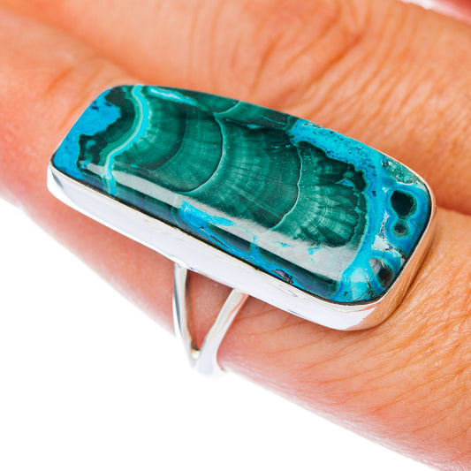 Large Premium Malachite In Chrysocolla Ring Size 9 (.925 Sterling Silver)