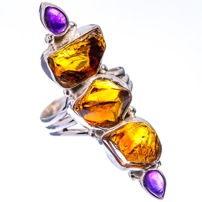 Large Raw Citrine, Amethyst Ring Size 7 (925 Sterling Silver) R141232