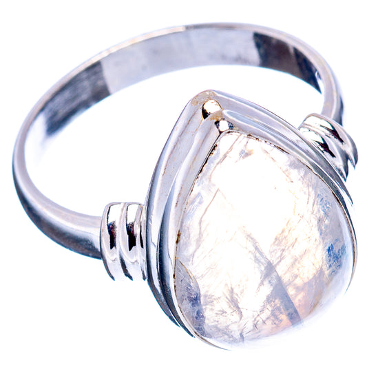 Sterling silver moonstone ring, oval cabochon with blue-violet iridescence and split shank