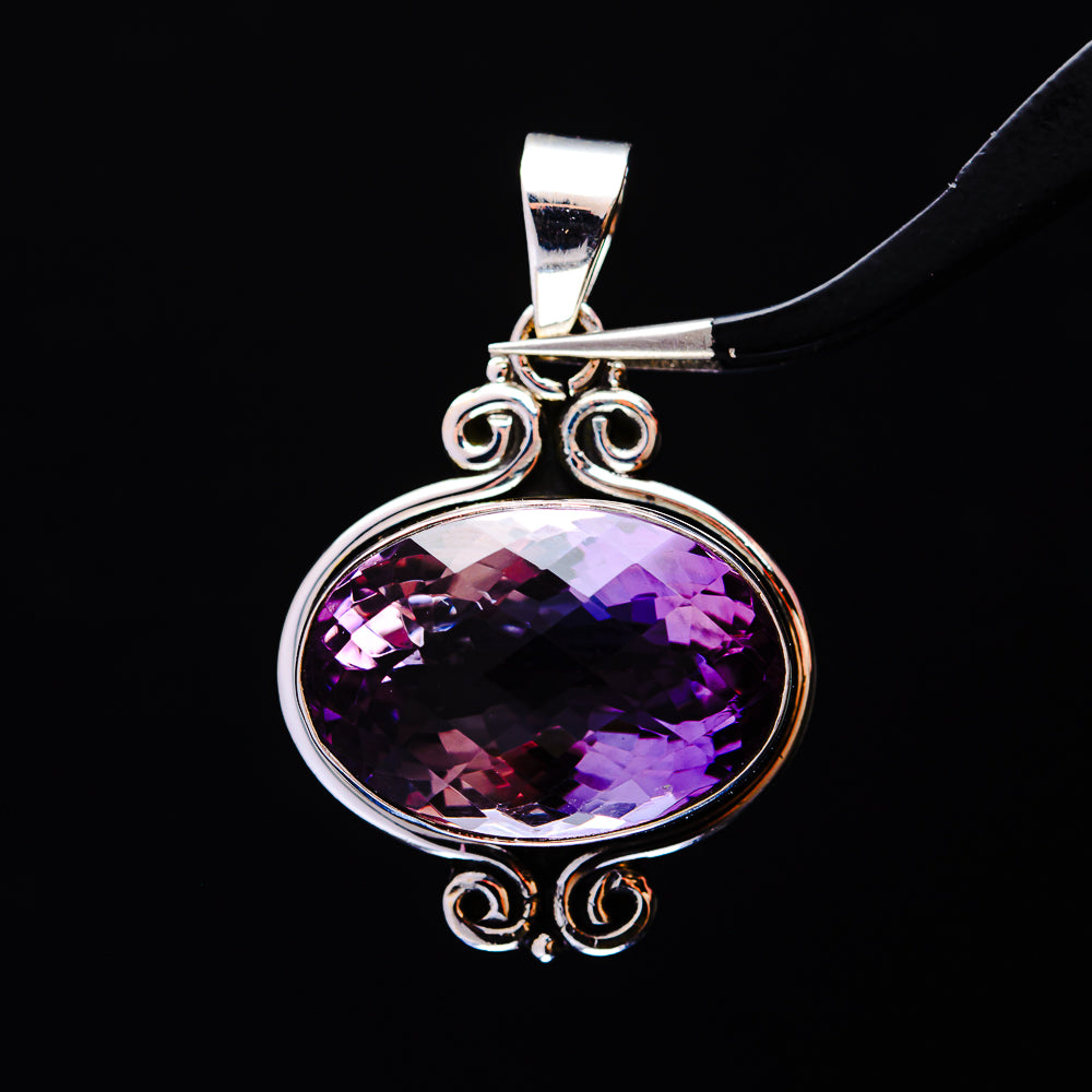 20.31ct Faceted Brazilian Amethyst Pendant 1 5/8" (.925 Sterling Silver)