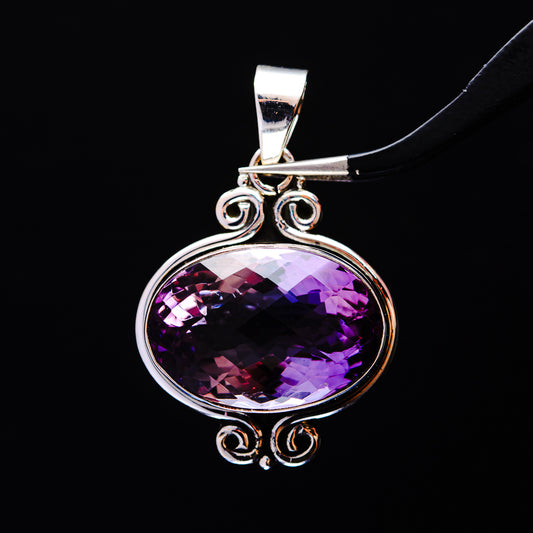 20.31ct Faceted Brazilian Amethyst Pendant 1 5/8" (.925 Sterling Silver)