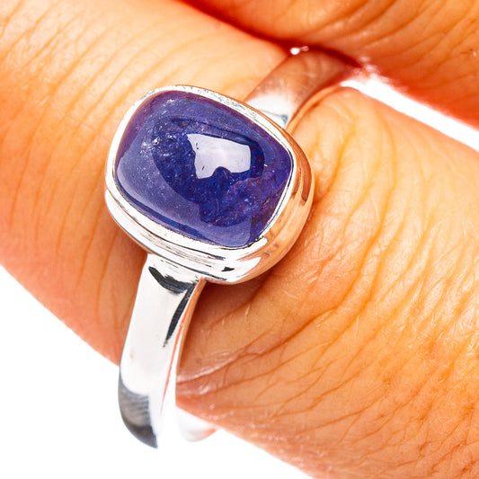 Sterling silver .925 tanzanite ring with oval dark blue gemstone, size 10