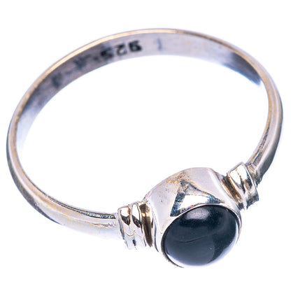 Sterling silver ring with black onyx cabochon, band engraved 925